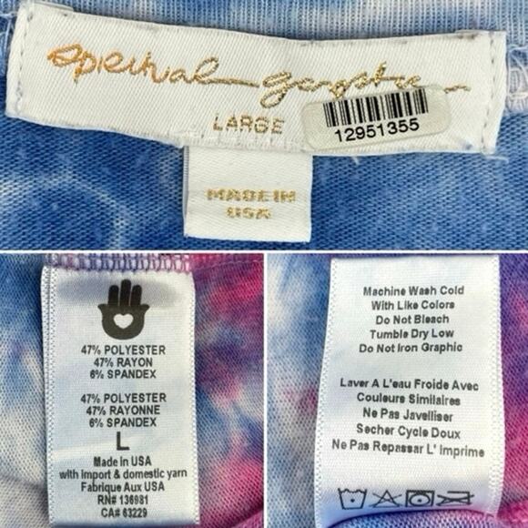 Spiritual Gangster Tie Dye Space Top Crewneck Lightweight Blue Pink Size L FLAW - Picture 9 of 9
